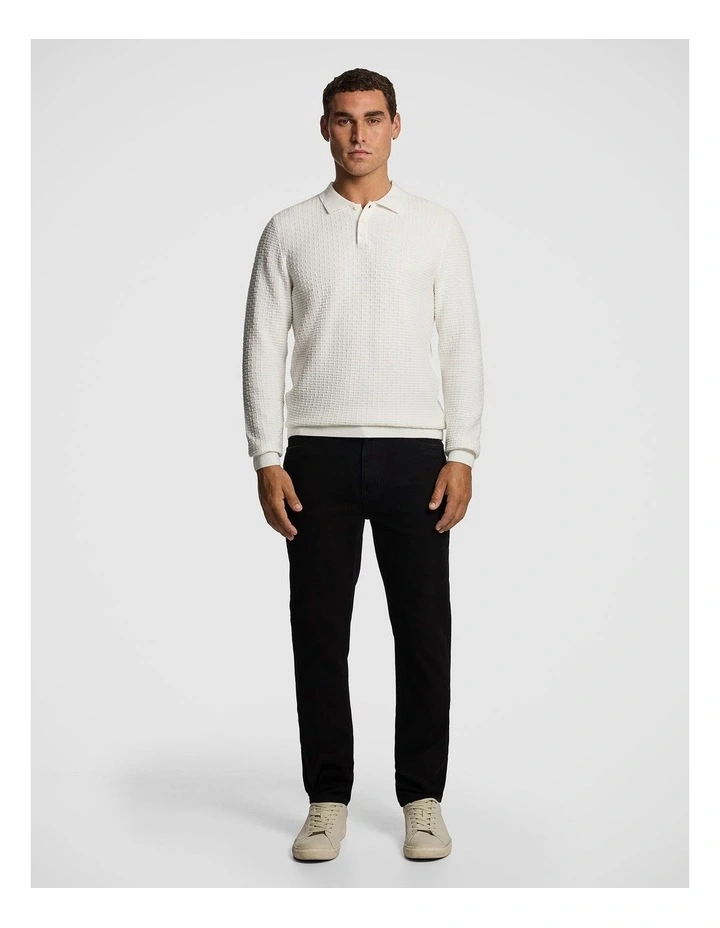 Mason Polo Knit Jumper in White image 5