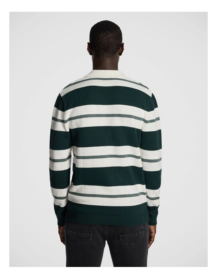 Rex Polo Knit Rugby Jumper in Off White image 2