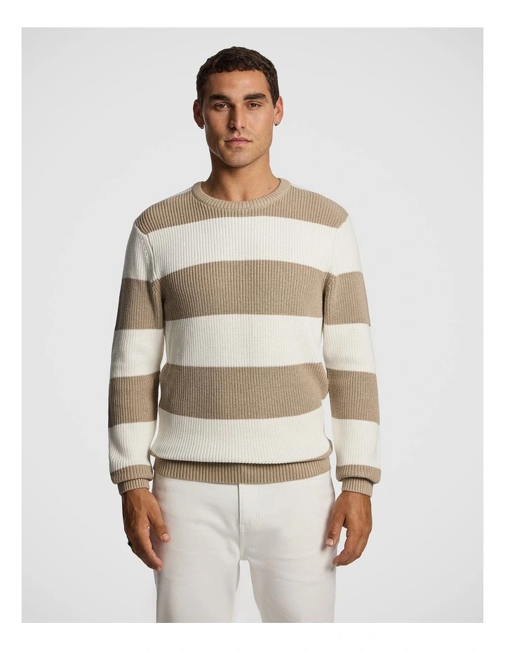 Brady Crew Knit Jumper in Natural image 1