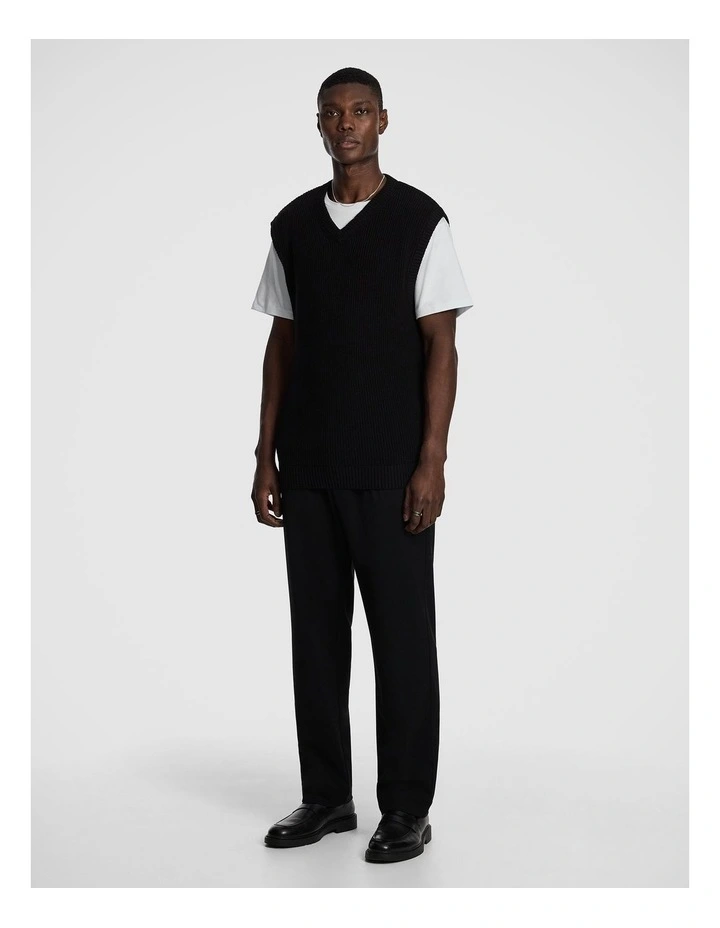 Arlo Knitted Crew Vest in Black image 4