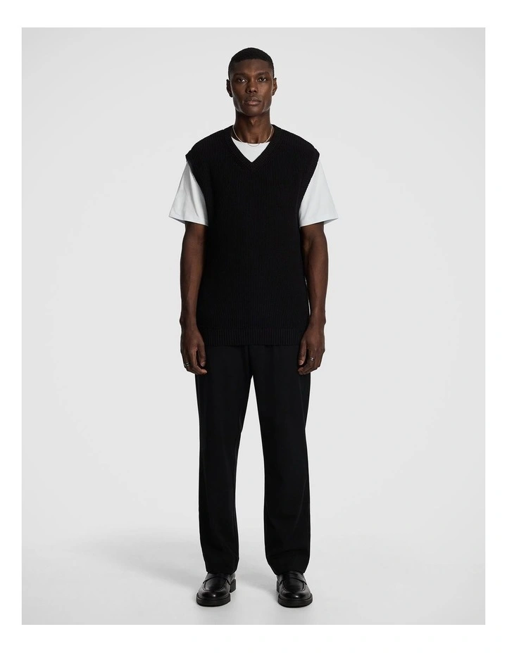 Arlo Knitted Crew Vest in Black image 5