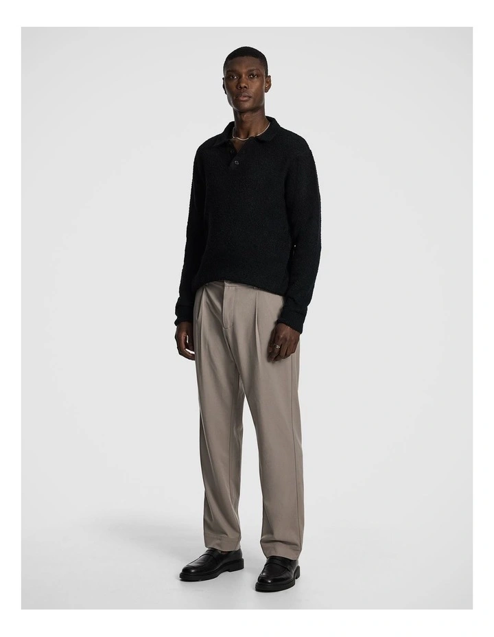 Asher Fluffy Polo Knit Jumper in Black image 4