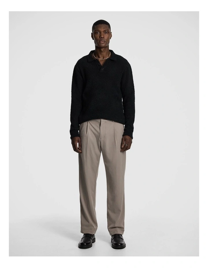 Asher Fluffy Polo Knit Jumper in Black image 5