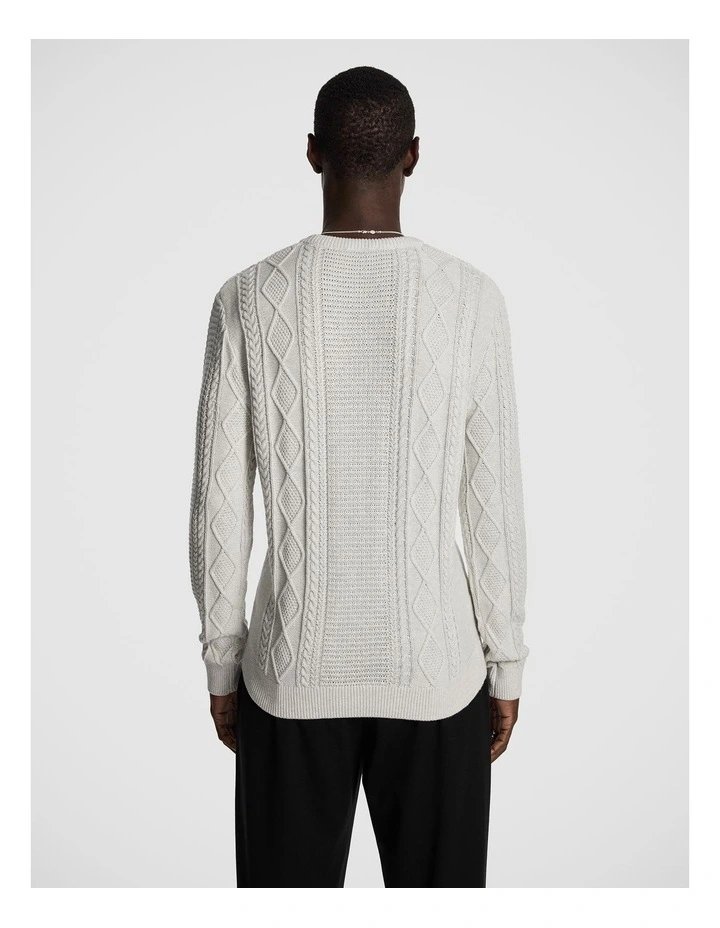 Jamie Cable Crew Knit Jumper in Ice Grey image 2