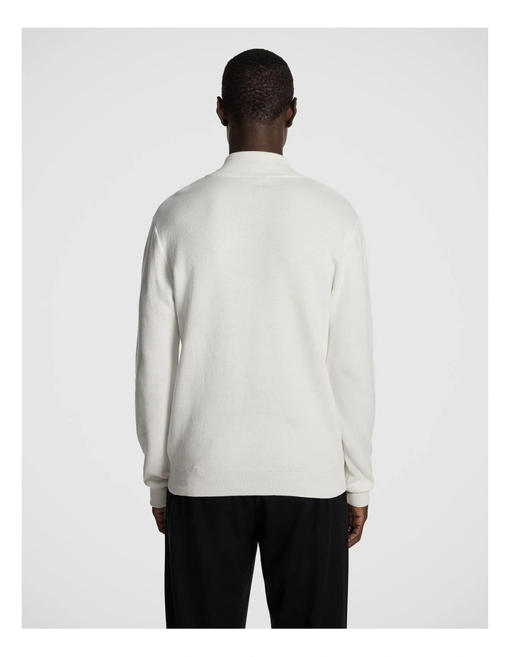 Ollie Embroidered 1/4 Zip Knit Jumper in White image 2