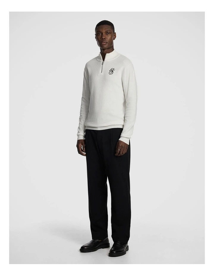 Ollie Embroidered 1/4 Zip Knit Jumper in White image 4