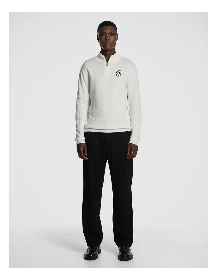 Ollie Embroidered 1/4 Zip Knit Jumper in White image 5