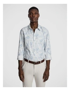 Valencia Slim Paisley Shirt in Blue