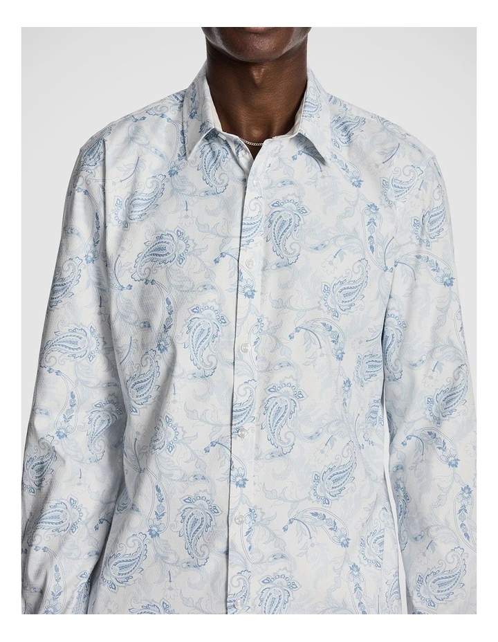 Valencia Slim Paisley Shirt in Blue image 3