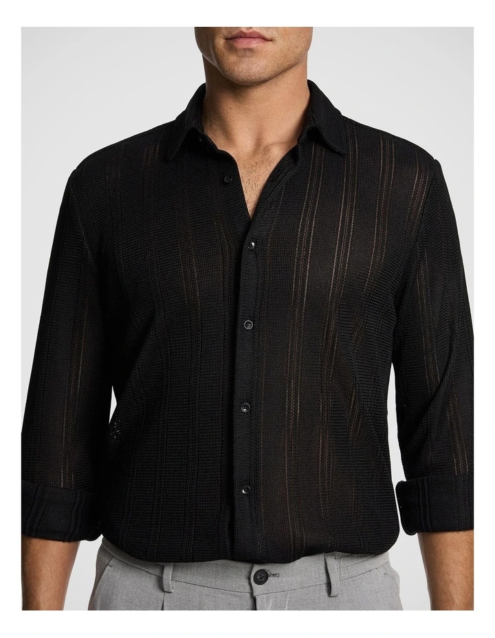 Enrique Textured Shirt in Black image 3