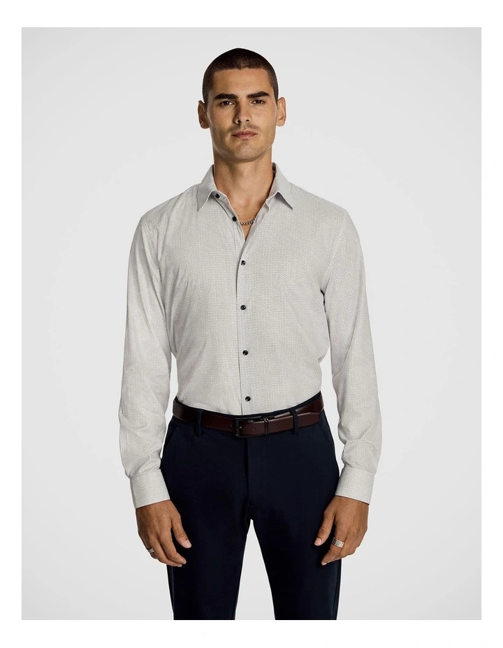 Nelson Geo Bamboo Blend Slim Shirt in White image 1