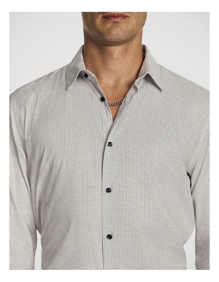 Nelson Geo Bamboo Blend Slim Shirt in White image 3