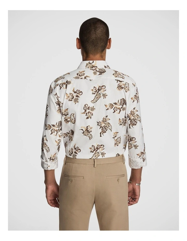 Aria Slim Floral Shirt in White image 2