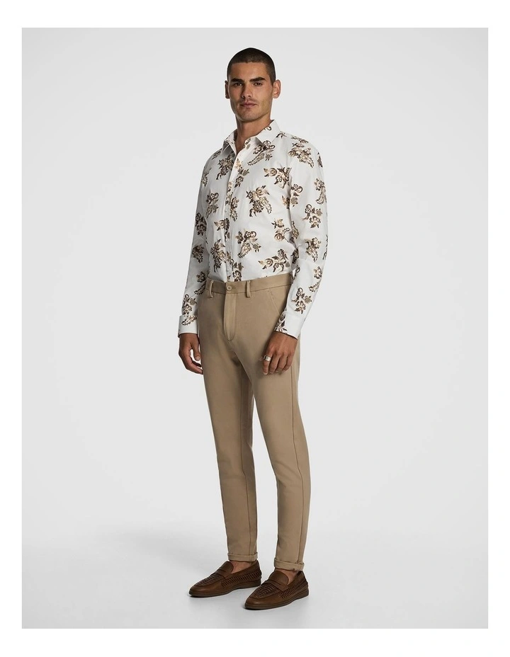 Aria Slim Floral Shirt in White image 4