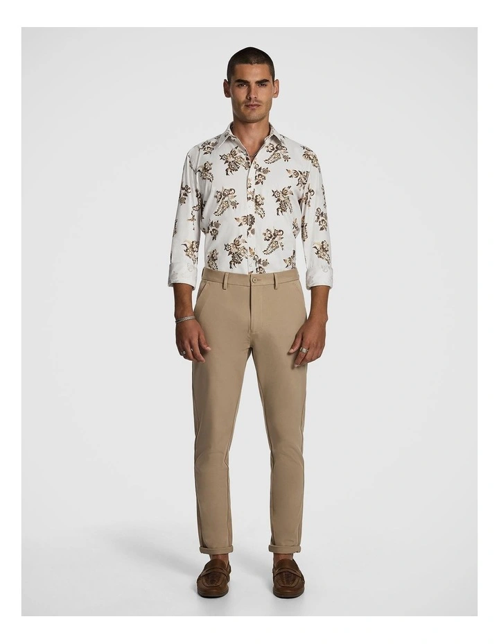 Aria Slim Floral Shirt in White image 5