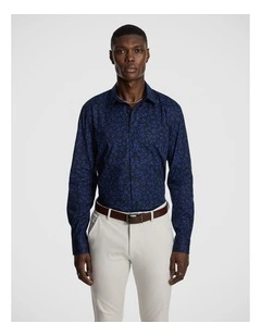 Linden Slim Floral Shirt in Blue