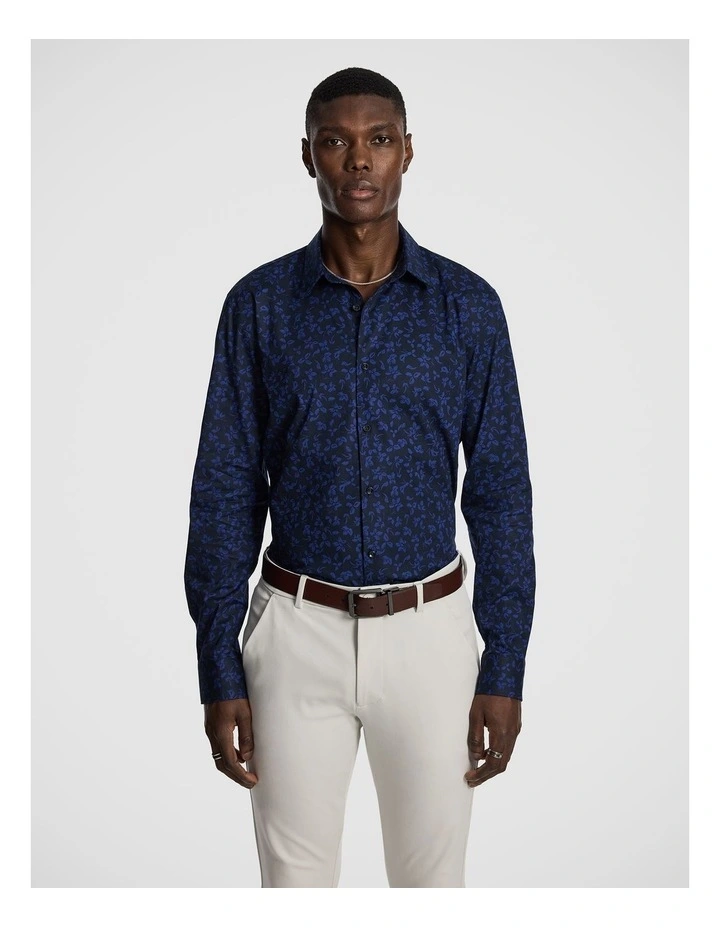 Linden Slim Floral Shirt in Blue image 1