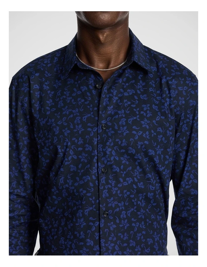 Linden Slim Floral Shirt in Blue image 3