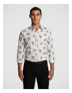yd. Cedar Slim Floral Shirt in White