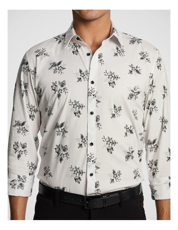 Cedar Slim Floral Shirt in White image 3
