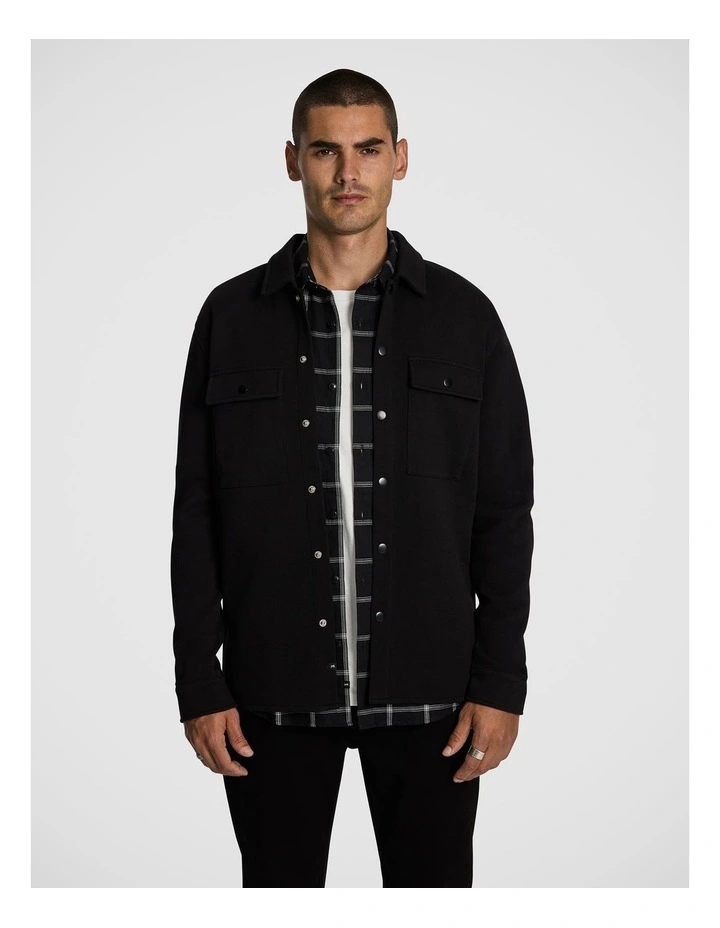 Chet Textured Overshirt in Black image 1