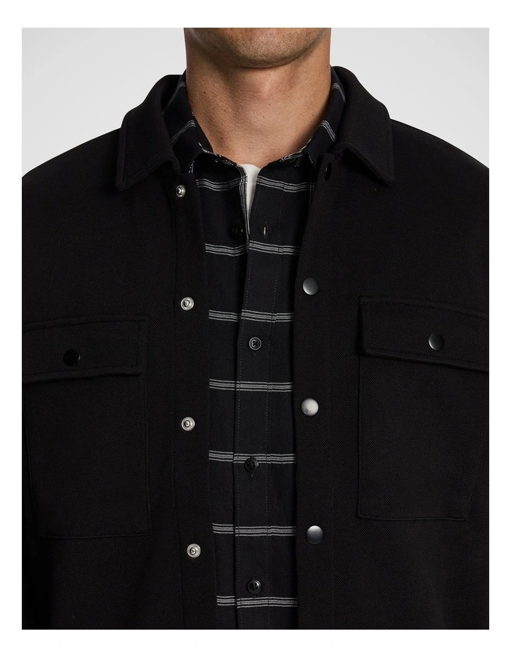 Chet Textured Overshirt in Black image 3