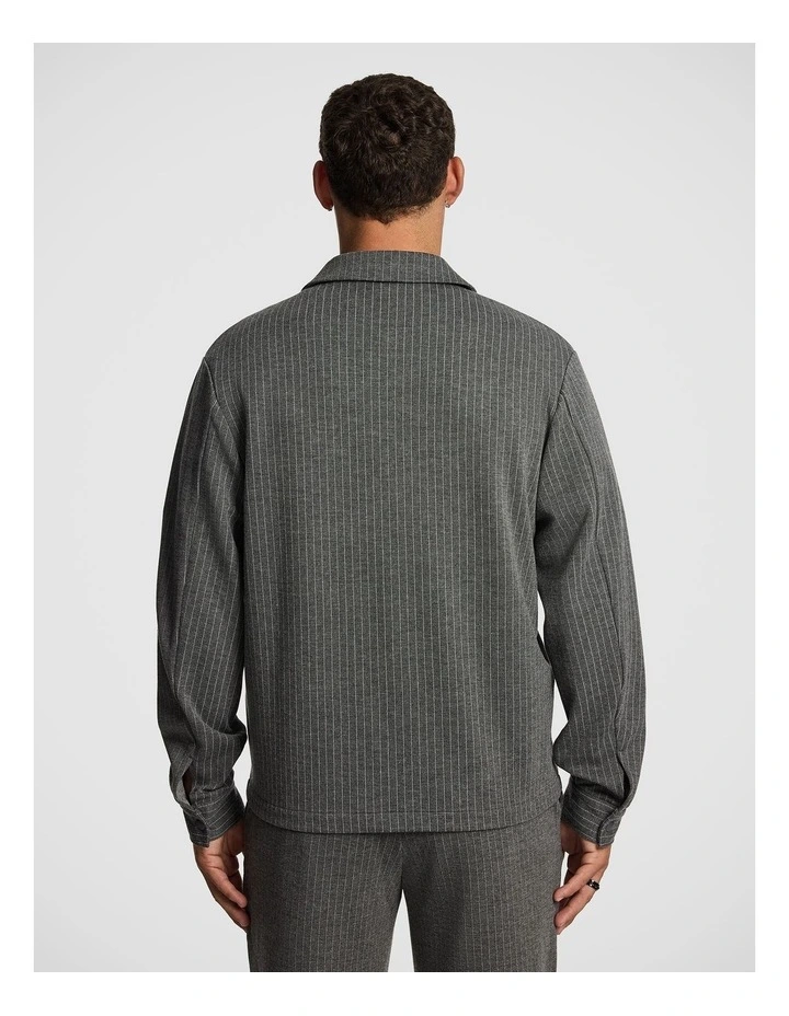 Phoenix Pinstripe Overshirt in Grey image 2
