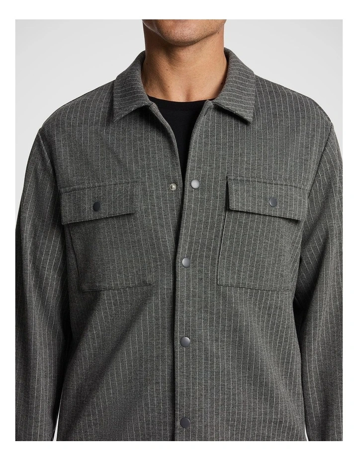 Phoenix Pinstripe Overshirt in Grey image 3