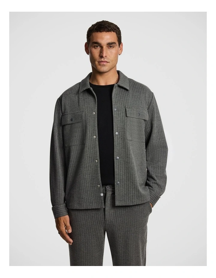 Phoenix Pinstripe Overshirt in Grey image 7