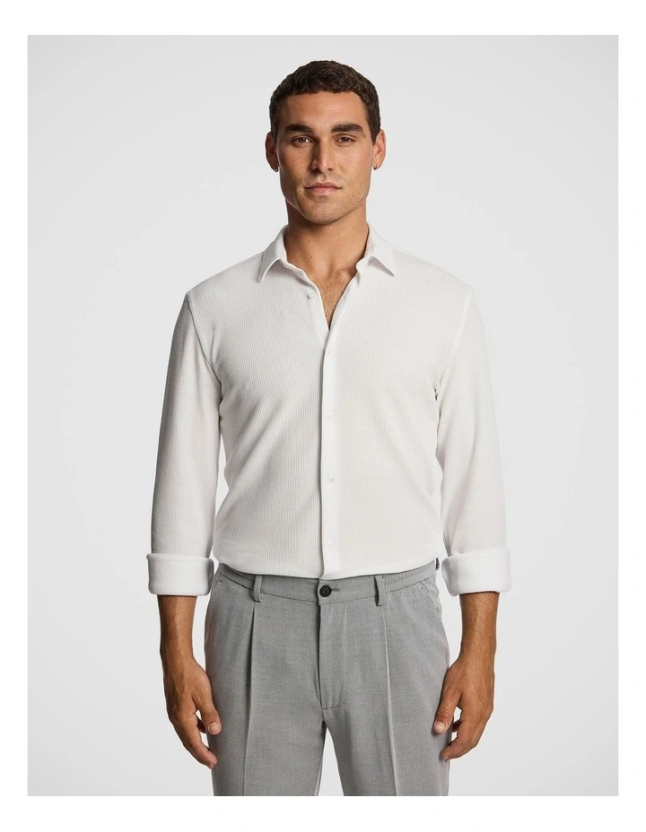 Rio Textured Slim Shirt in White image 1