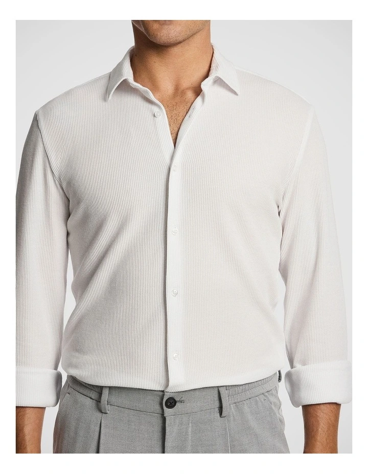 Rio Textured Slim Shirt in White image 3