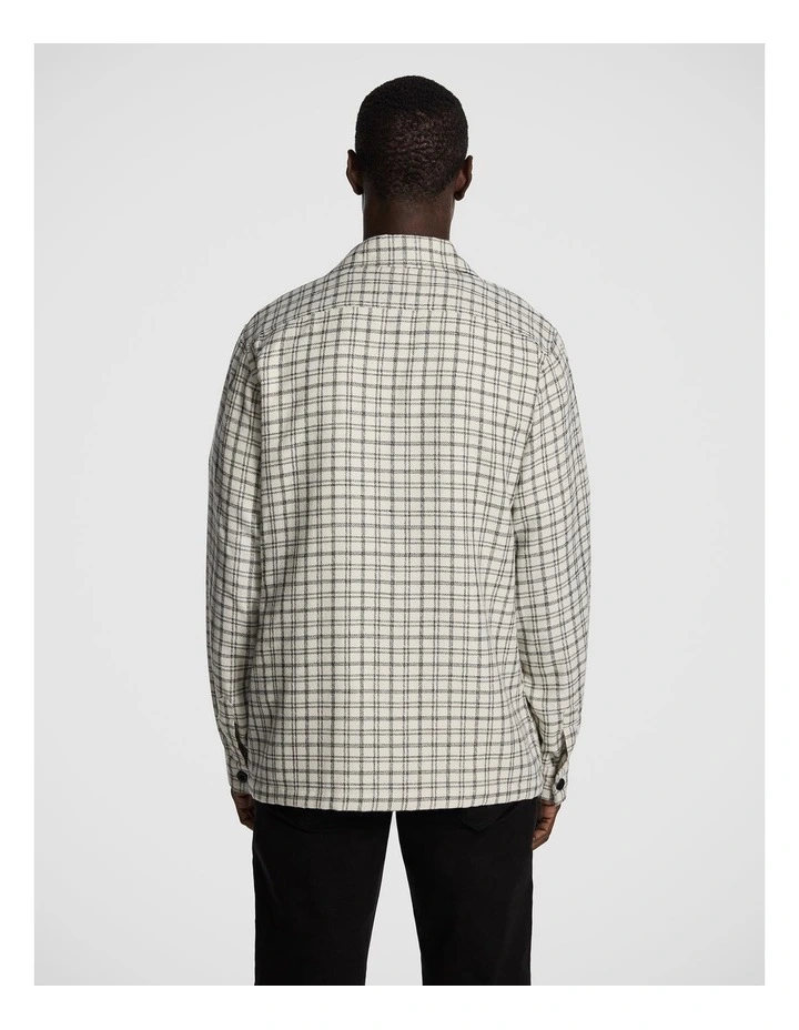 Archie Check Overshirt in Off White image 2