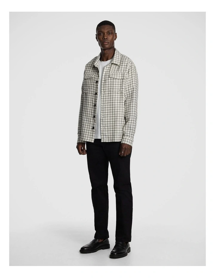 Archie Check Overshirt in Off White image 4