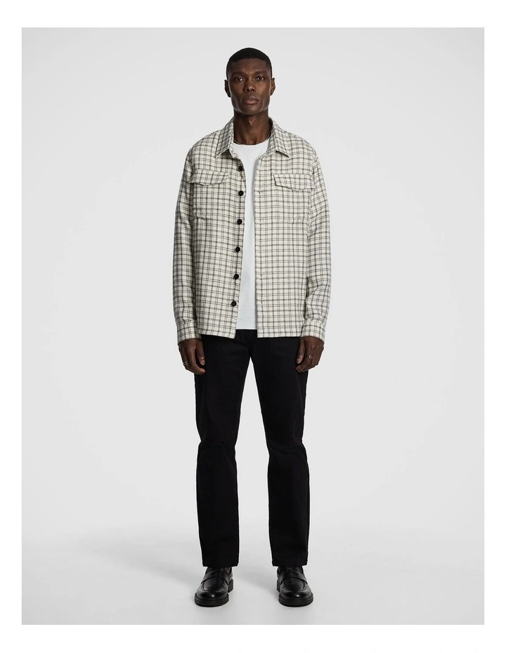 Archie Check Overshirt in Off White image 5