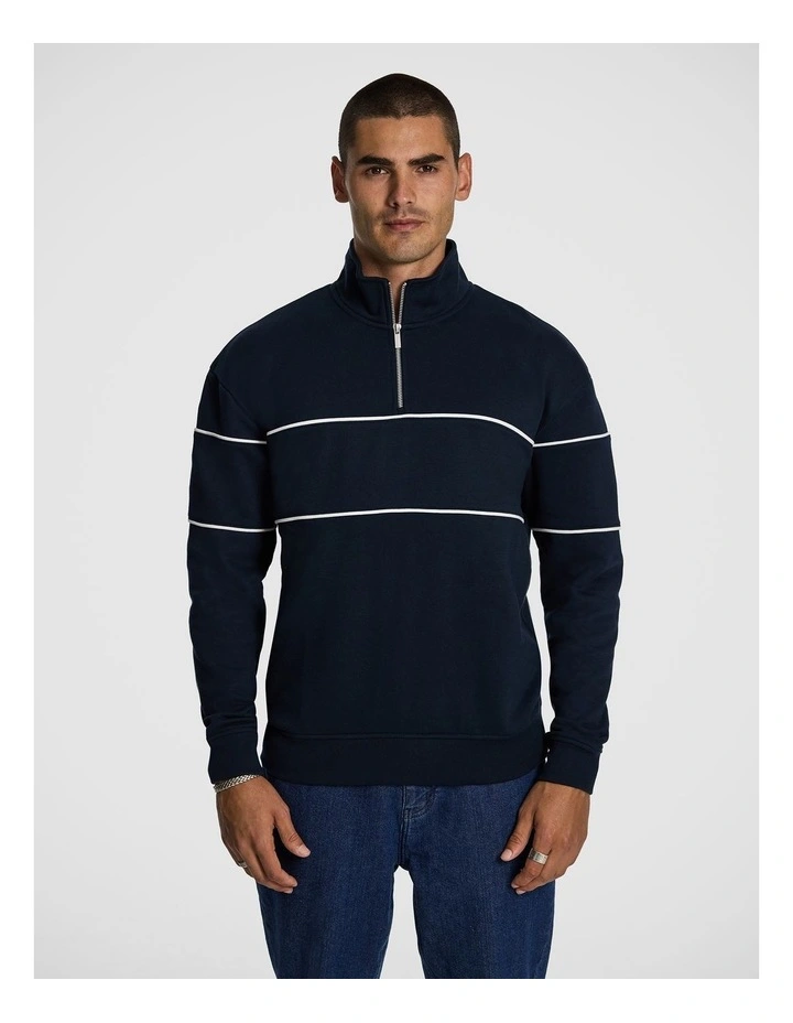 Battersea 1/4 Zip Sweatshirt in Navy image 1