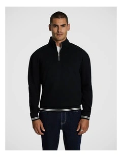 Jett 1/4 Zip Sweatshirt in Black