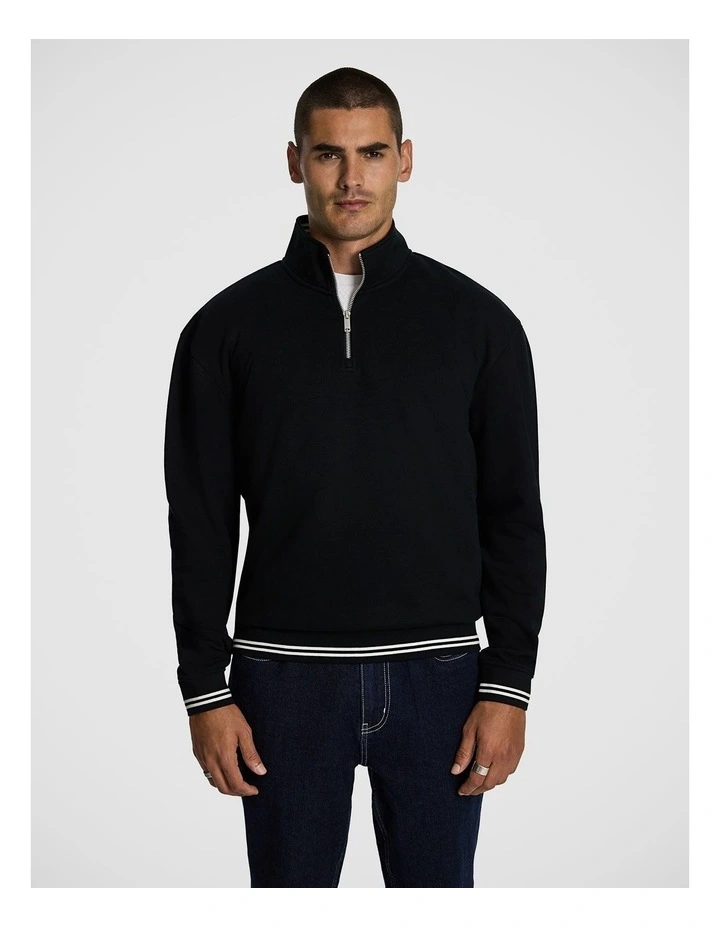 Jett 1/4 Zip Sweatshirt in Black image 1