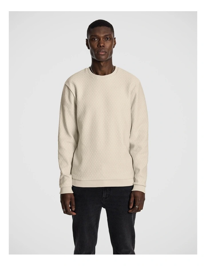 Ryder Textured Sweatshirt in Natural image 1