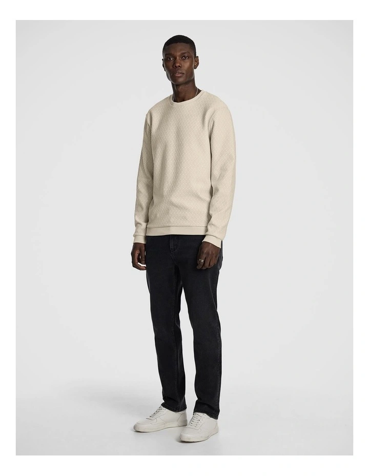 Ryder Textured Sweatshirt in Natural image 4