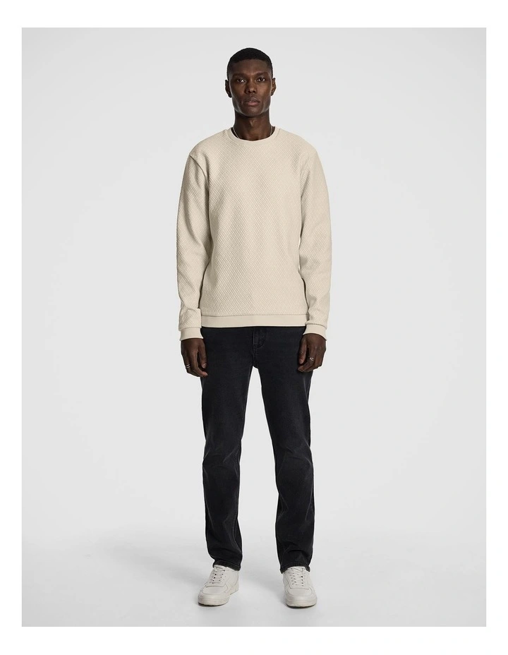 Ryder Textured Sweatshirt in Natural image 5