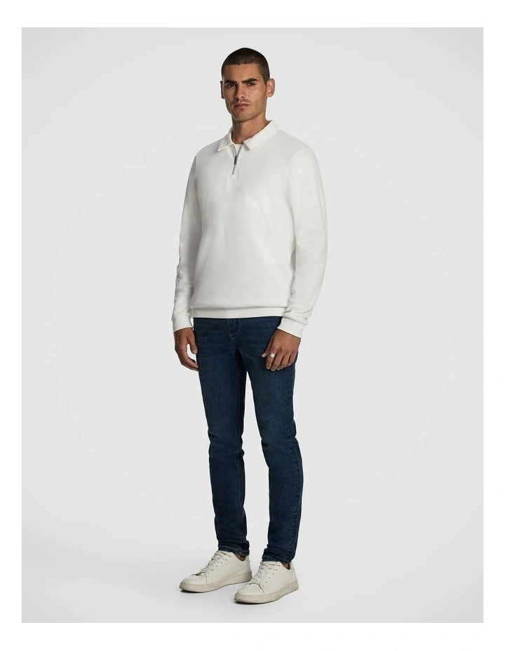 Cole Long Sleeve Polo Jumper in Off White image 4
