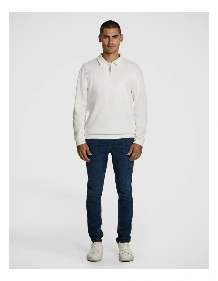 Cole Long Sleeve Polo Jumper in Off White image 5