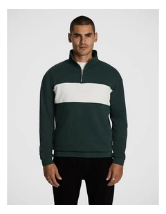 Logan 1/4 Zip Sweatshirt in Dark Green