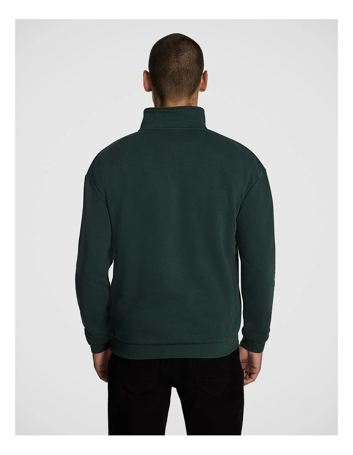 Logan 1/4 Zip Sweatshirt in Dark Green image 2