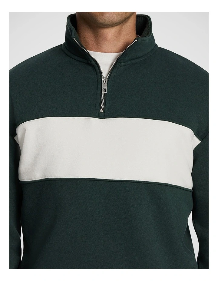 Logan 1/4 Zip Sweatshirt in Dark Green image 3