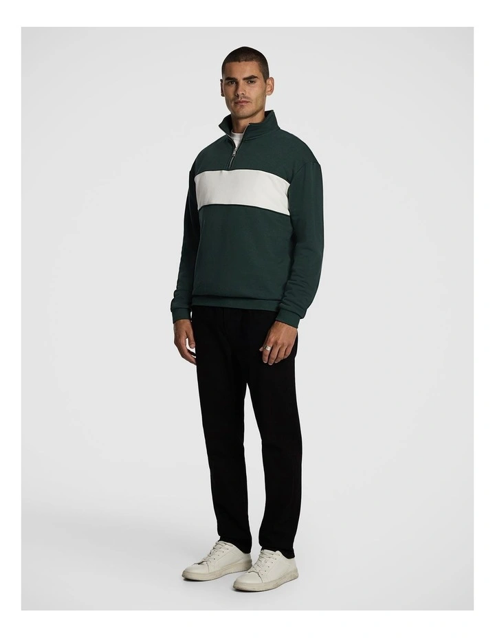 Logan 1/4 Zip Sweatshirt in Dark Green image 4