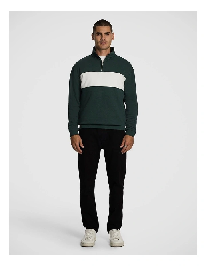 Logan 1/4 Zip Sweatshirt in Dark Green image 5