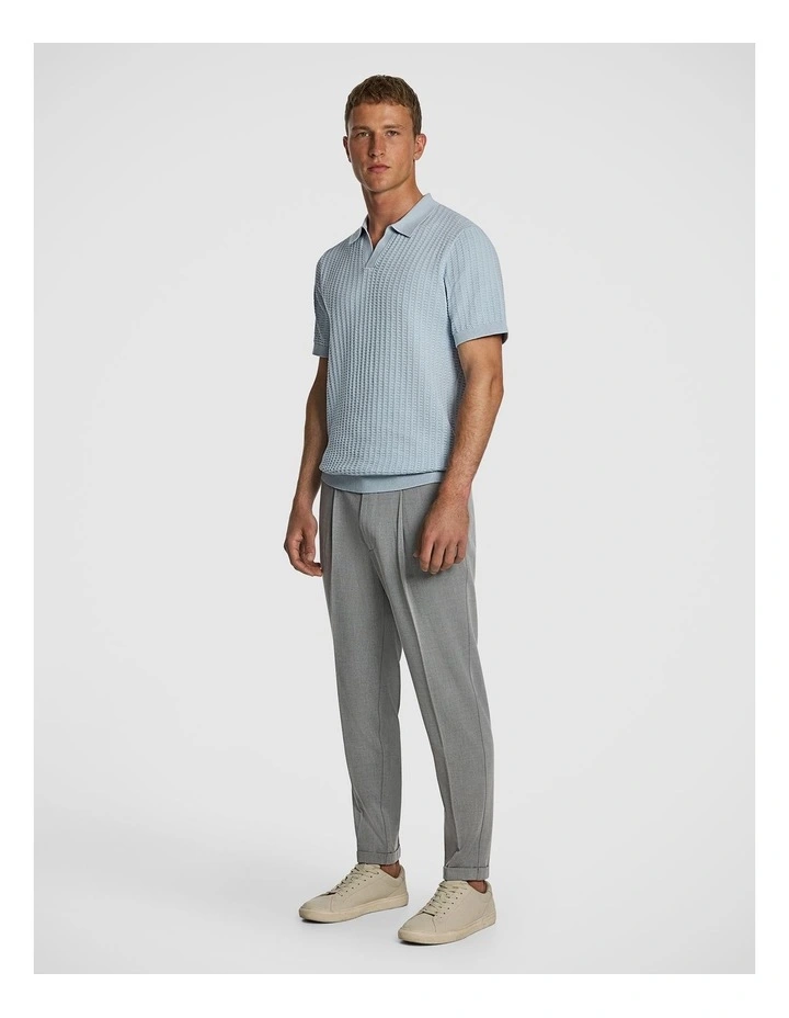 Salford Knitted Polo Shirt in Light Blue image 4