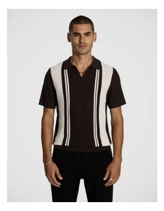 Tiverton Knitted Polo Shirt in Chocolate
