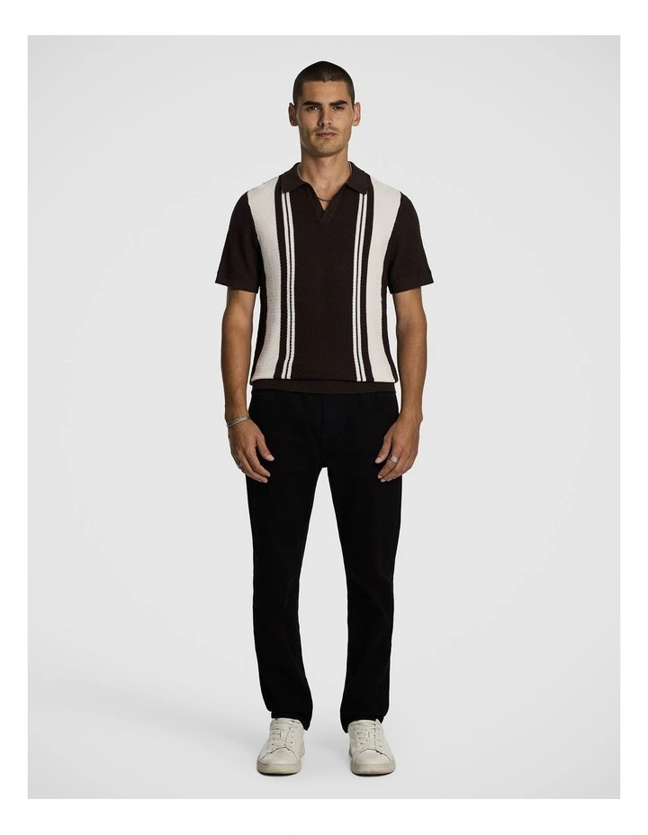 Tiverton Knitted Polo Shirt in Chocolate image 5
